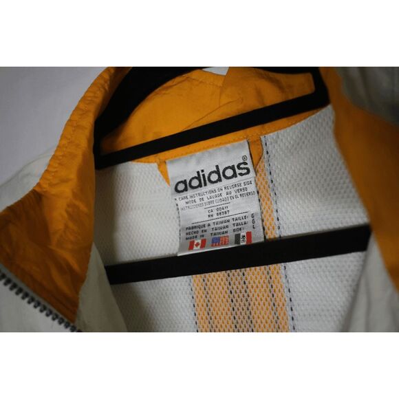Vintage Adidas Windbreaker Jacket White & Yellow Stripe Logo Large - Picture 3 of 12